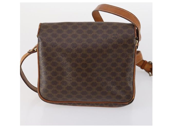 Céline Borsa a tracolla CELINE C Macadam Canvas PVC Leather 3 Set Brown Gold Auth 142449 Marrone D'oro - vista 10