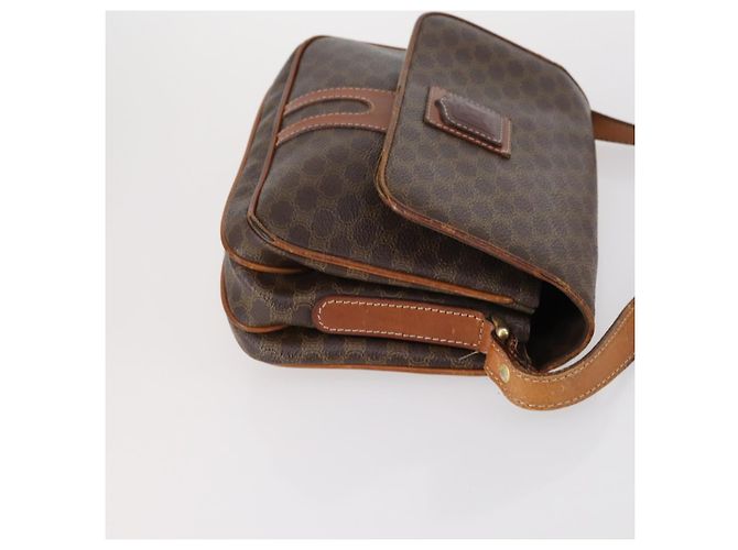 Céline Borsa a tracolla CELINE C Macadam Canvas PVC Leather 3 Set Brown Gold Auth 142449 Marrone D'oro - vista 11