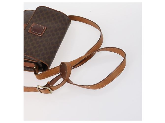 Céline Borsa a tracolla CELINE C Macadam Canvas PVC Leather 3 Set Brown Gold Auth 142449 Marrone D'oro - vista 12