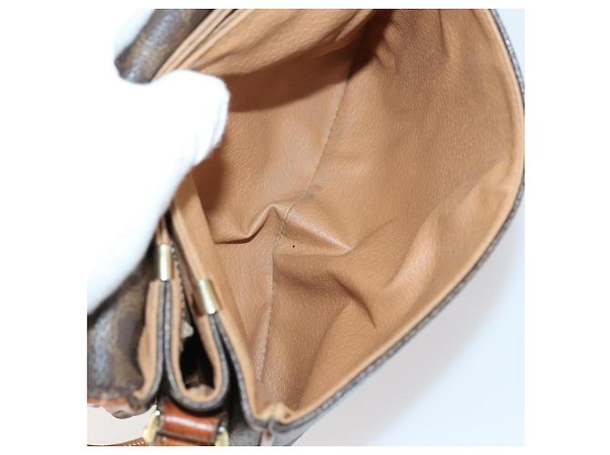 Céline Borsa a tracolla CELINE C Macadam Canvas PVC Leather 3 Set Brown Gold Auth 142449 Marrone D'oro - vista 15