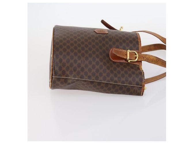 Céline Borsa a tracolla CELINE C Macadam Canvas PVC Leather 3 Set Brown Gold Auth 142449 Marrone D'oro - vista 18
