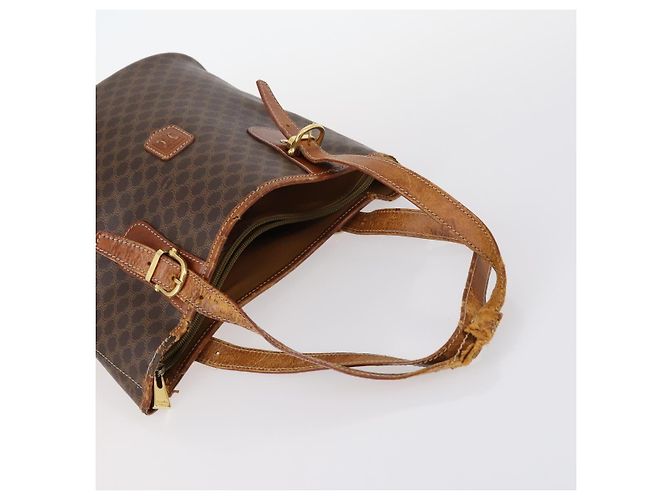 Céline Borsa a tracolla CELINE C Macadam Canvas PVC Leather 3 Set Brown Gold Auth 142449 Marrone D'oro - vista 19
