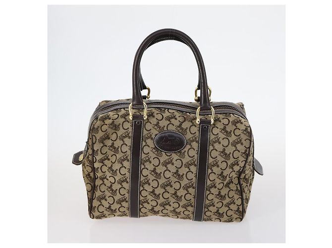 Céline Borsa a tracolla CELINE C Macadam Canvas PVC Leather 3 Set Brown Gold Auth 142449 Marrone D'oro - vista 2