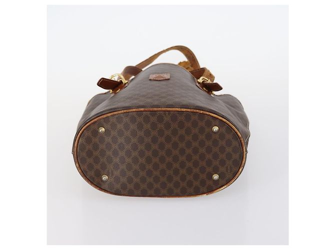 Céline Borsa a tracolla CELINE C Macadam Canvas PVC Leather 3 Set Brown Gold Auth 142449 Marrone D'oro - vista 22