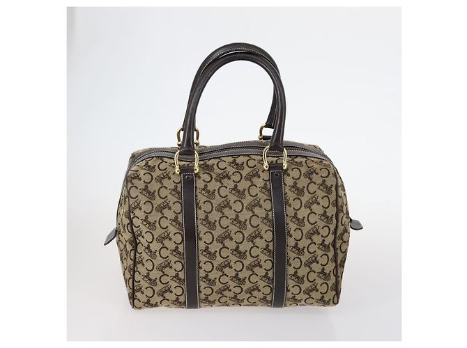 Céline Borsa a tracolla CELINE C Macadam Canvas PVC Leather 3 Set Brown Gold Auth 142449 Marrone D'oro - vista 3