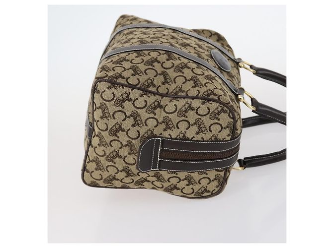 Céline Borsa a tracolla CELINE C Macadam Canvas PVC Leather 3 Set Brown Gold Auth 142449 Marrone D'oro - vista 4
