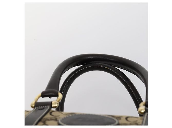 Céline Borsa a tracolla CELINE C Macadam Canvas PVC Leather 3 Set Brown Gold Auth 142449 Marrone D'oro - vista 6