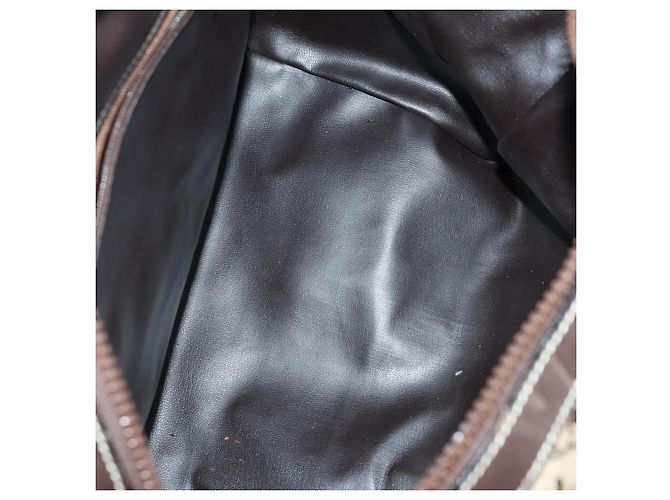 Céline Borsa a tracolla CELINE C Macadam Canvas PVC Leather 3 Set Brown Gold Auth 142449 Marrone D'oro - vista 8