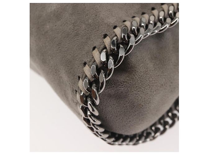 Autre Marque Sac à épaule Stella McCartney Chain Fabera en daim gris argent authentique BA6056 Marron Argenté - vue 10