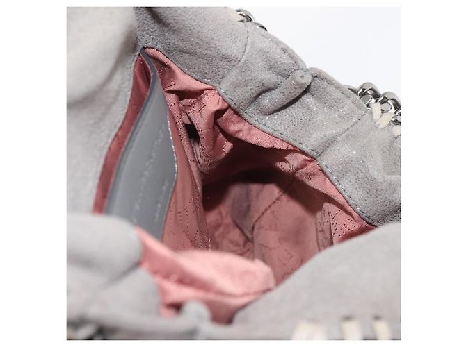 Autre Marque Sac à épaule Stella McCartney Chain Fabera en daim gris argent authentique BA6056 Marron Argenté - vue 20