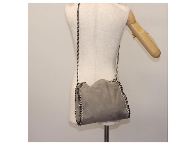Autre Marque Sac à épaule Stella McCartney Chain Fabera en daim gris argent authentique BA6056 Marron Argenté - vue 23