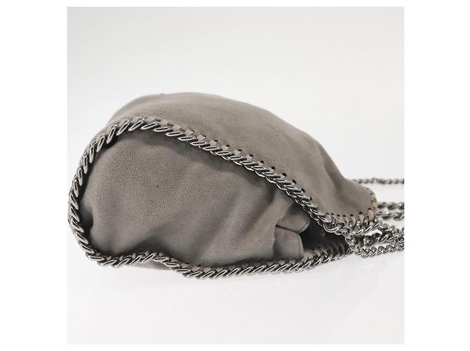 Autre Marque Sac à épaule Stella McCartney Chain Fabera en daim gris argent authentique BA6056 Marron Argenté - vue 3