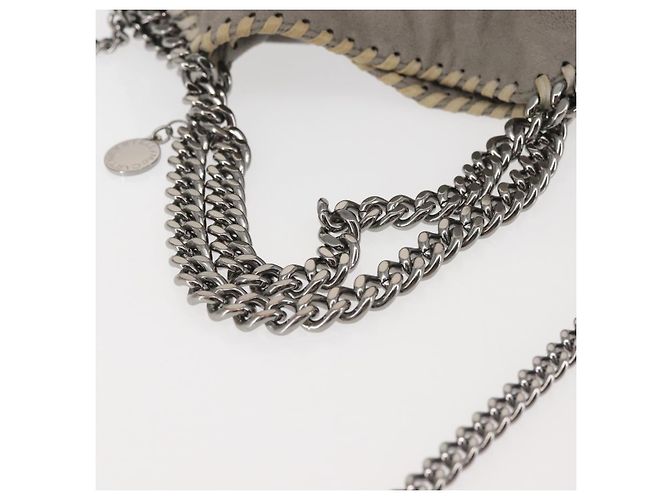 Autre Marque Sac à épaule Stella McCartney Chain Fabera en daim gris argent authentique BA6056 Marron Argenté - vue 7