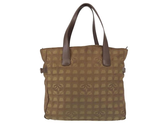 CHANEL Nuova Borsa Tote da Viaggio Nylon Khaki CC Auth 143817 Cachi - vista 13