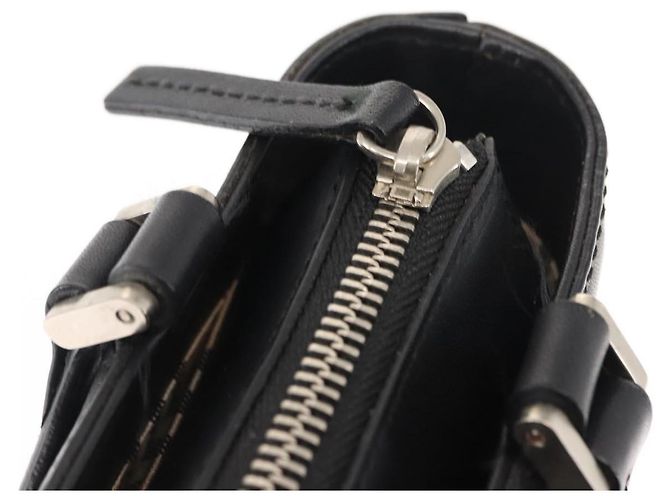 Borsa a mano in pelle nera e argento autentica BURBERRY am9355 Nero - vista 10