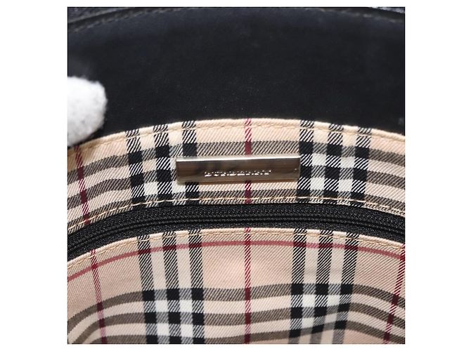 Borsa a mano in pelle nera e argento autentica BURBERRY am9355 Nero - vista 11