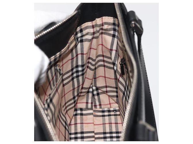 Borsa a mano in pelle nera e argento autentica BURBERRY am9355 Nero - vista 18