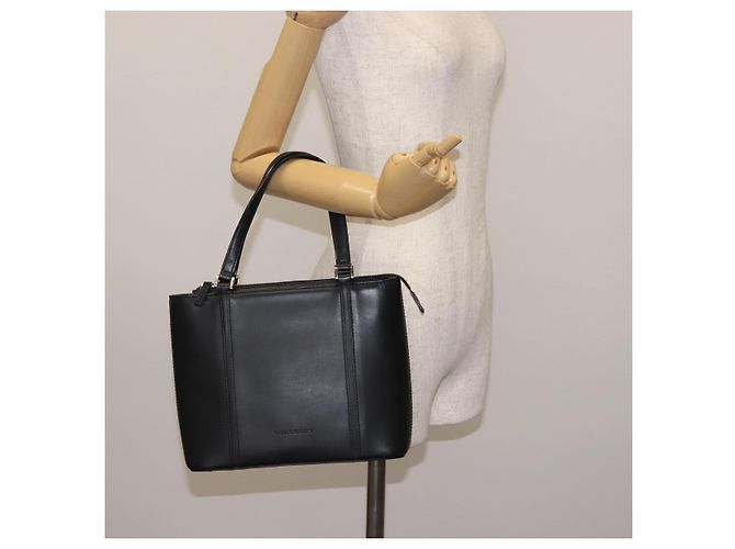 Borsa a mano in pelle nera e argento autentica BURBERRY am9355 Nero - vista 20