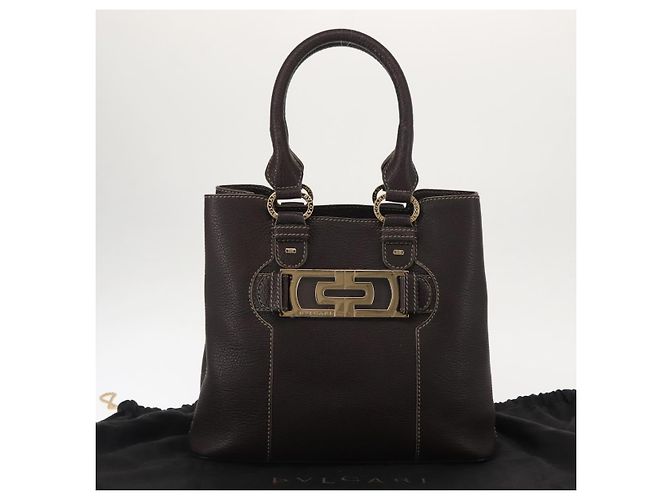 Bulgari Borsa a mano in pelle marrone Auth BA6908 di BVLGARI - vista 12