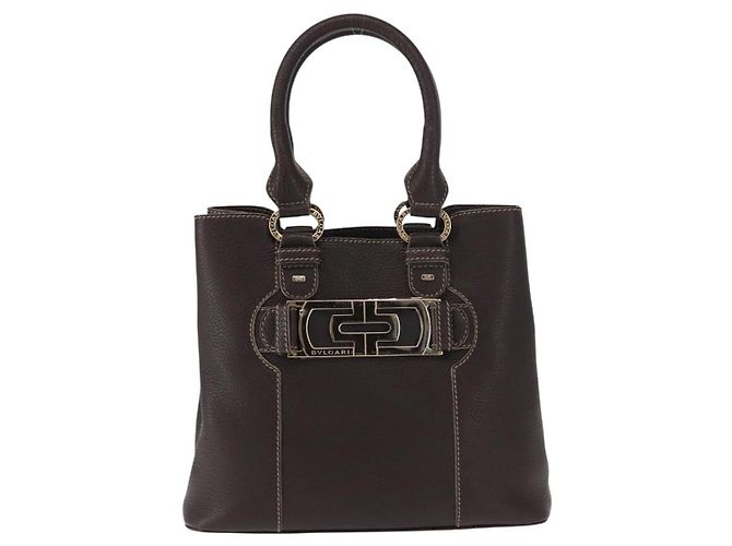 Bulgari Borsa a mano in pelle marrone Auth BA6908 di BVLGARI - vista 13