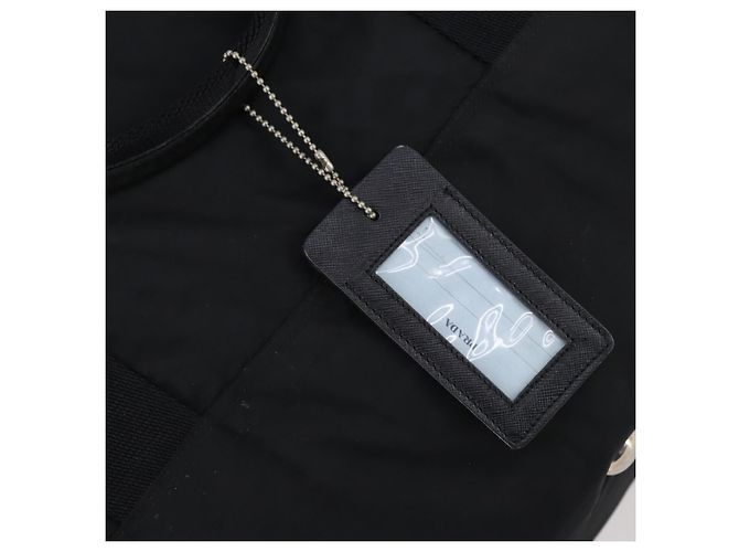 Borsa Boston PRADA in nylon nero argento autentica 135305 - vista 19