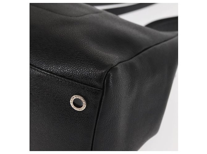 Bulgari Borsa tote in pelle nera e argento con logo circolare BVLGARI Auth BA6604 Nero - vista 15