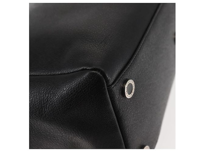 Bulgari Borsa tote in pelle nera e argento con logo circolare BVLGARI Auth BA6604 Nero - vista 16