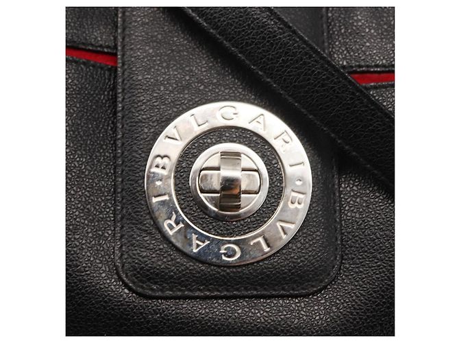 Bulgari Borsa tote in pelle nera e argento con logo circolare BVLGARI Auth BA6604 Nero - vista 18