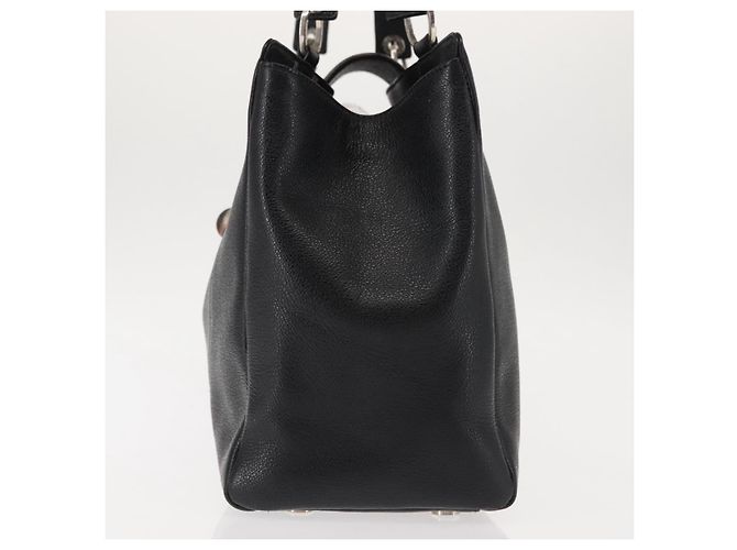 Bulgari Borsa tote in pelle nera e argento con logo circolare BVLGARI Auth BA6604 Nero - vista 3