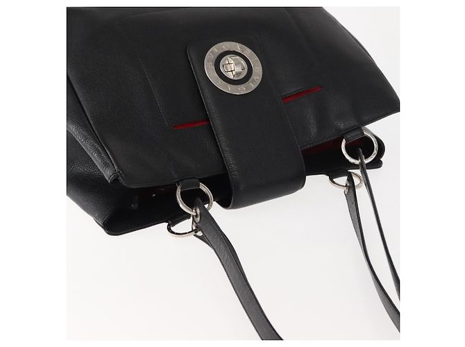 Bulgari Borsa tote in pelle nera e argento con logo circolare BVLGARI Auth BA6604 Nero - vista 6