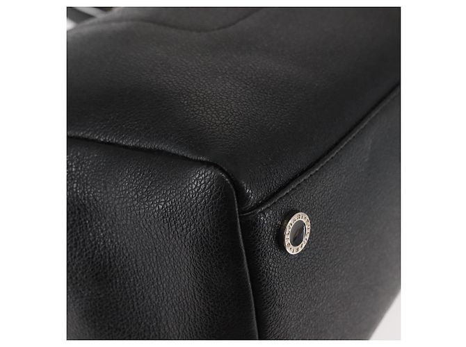 Bulgari Borsa tote in pelle nera e argento con logo circolare BVLGARI Auth BA6604 Nero - vista 8