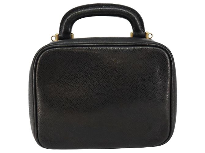 Pochette Vanity CHANEL COCO Mark in Pelle Caviar Nera Oro CC Auth bs29781 Nero D'oro - vista 2
