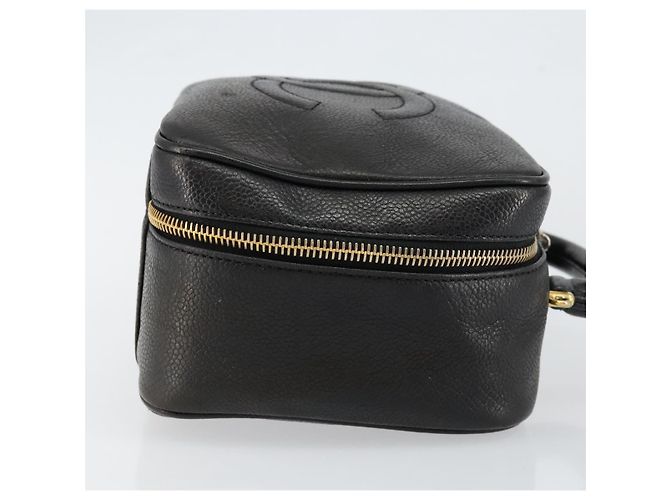 Pochette Vanity CHANEL COCO Mark in Pelle Caviar Nera Oro CC Auth bs29781 Nero D'oro - vista 3