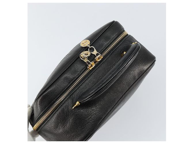 Pochette Vanity CHANEL COCO Mark in Pelle Caviar Nera Oro CC Auth bs29781 Nero D'oro - vista 6