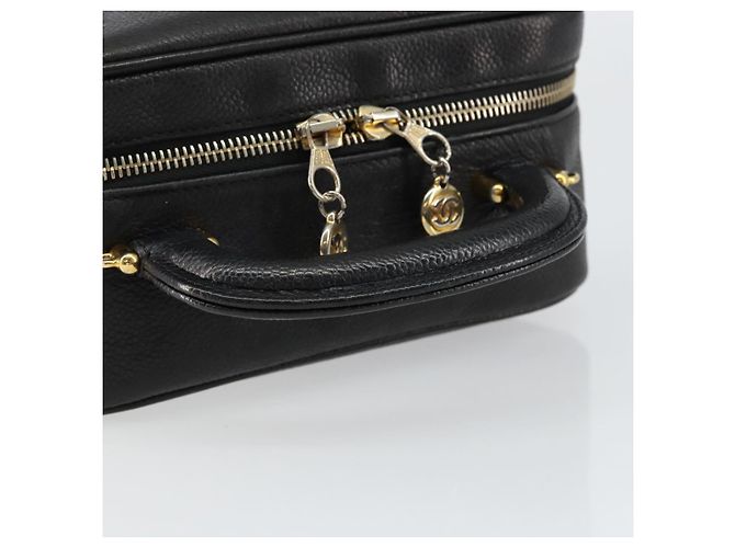 Pochette Vanity CHANEL COCO Mark in Pelle Caviar Nera Oro CC Auth bs29781 Nero D'oro - vista 7