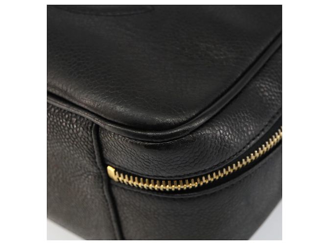 Pochette Vanity CHANEL COCO Mark in Pelle Caviar Nera Oro CC Auth bs29781 Nero D'oro - vista 8