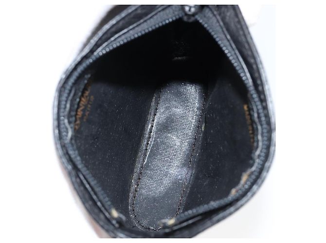 Monedero de cuero negro SAINT LAURENT Auth am9233 - vista 12