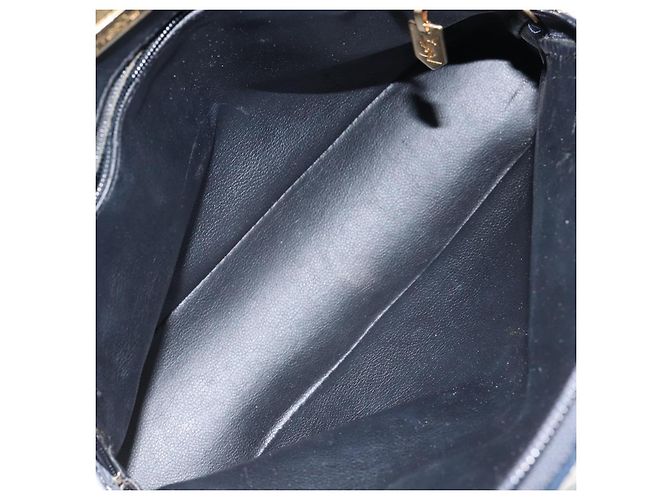 Borsa a mano in pelle Y Motif SAINT LAURENT 2 in 1 Blu Navy Oro Auth sw1605 - vista 12