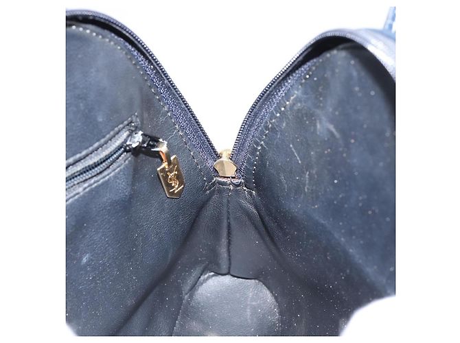Borsa a mano in pelle Y Motif SAINT LAURENT 2 in 1 Blu Navy Oro Auth sw1605 - vista 19