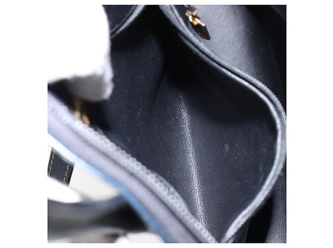 Borsa a mano in pelle Y Motif SAINT LAURENT 2 in 1 Blu Navy Oro Auth sw1605 - vista 21