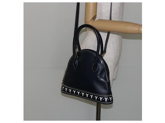 Borsa a mano in pelle Y Motif SAINT LAURENT 2 in 1 Blu Navy Oro Auth sw1605 - vista 22