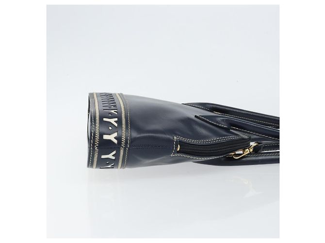 Borsa a mano in pelle Y Motif SAINT LAURENT 2 in 1 Blu Navy Oro Auth sw1605 - vista 3