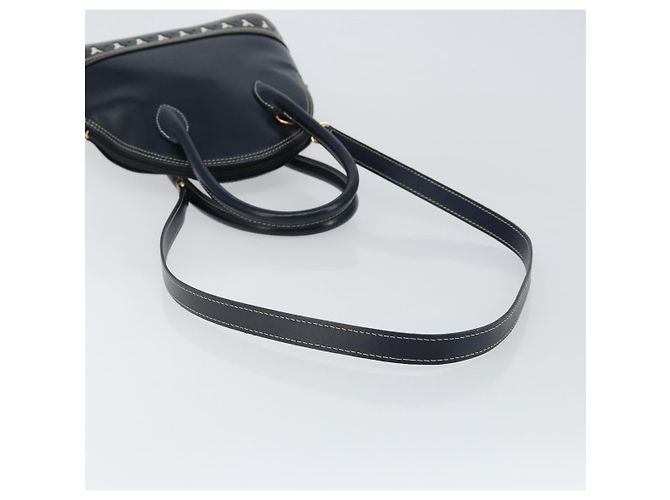 Borsa a mano in pelle Y Motif SAINT LAURENT 2 in 1 Blu Navy Oro Auth sw1605 - vista 9
