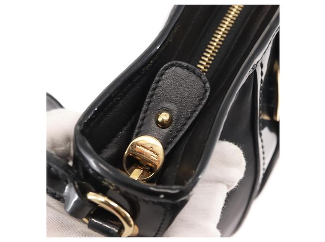 Borsa a Spalla Vala in Nylon Smaltato Nero Auth BA6793 di Salvatore Ferragamo - vista 10