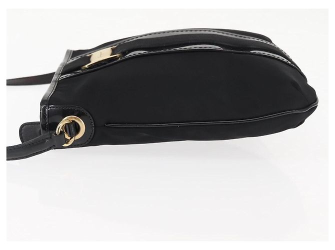 Borsa a Spalla Vala in Nylon Smaltato Nero Auth BA6793 di Salvatore Ferragamo - vista 4