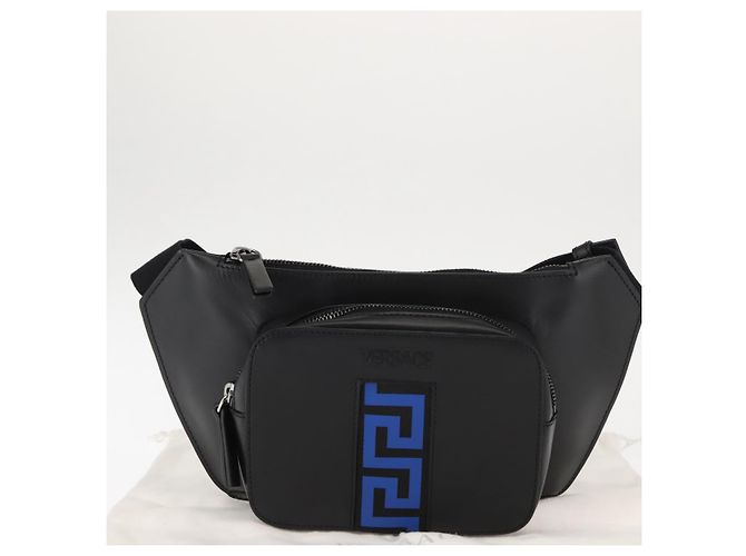 Borsa a tracolla in pelle nera VERSACE Auth am9243 Nero - vista 12