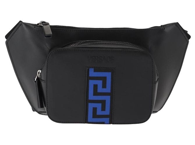 Borsa a tracolla in pelle nera VERSACE Auth am9243 Nero - vista 13