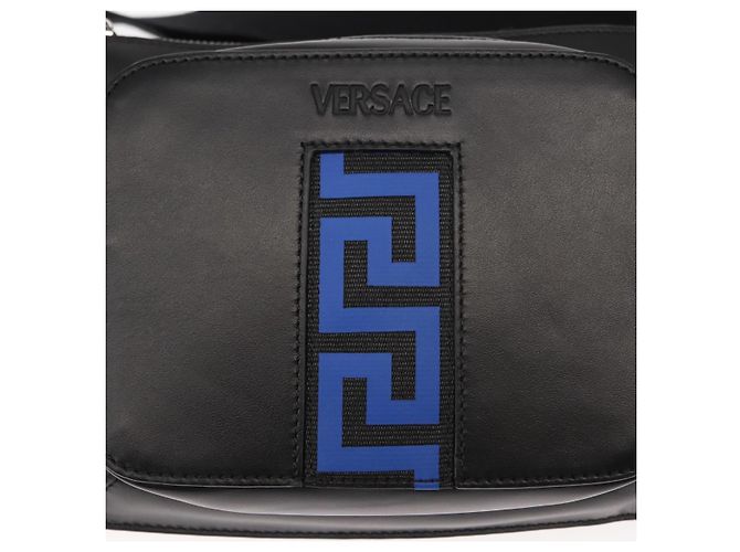 Borsa a tracolla in pelle nera VERSACE Auth am9243 Nero - vista 18