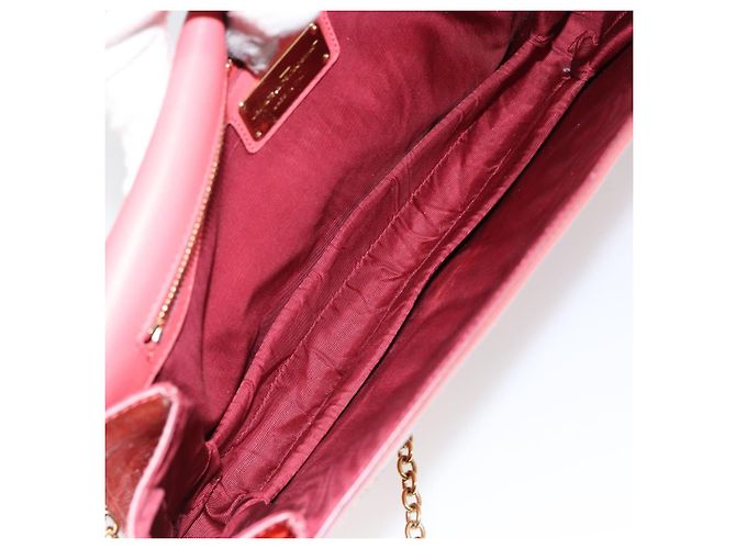 Borsa a Spalla Chain Vala Smalto Arancione Oro Auth BA6593 di Salvatore Ferragamo - vista 11