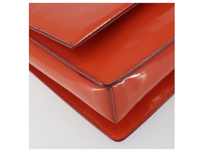 Borsa a Spalla Chain Vala Smalto Arancione Oro Auth BA6593 di Salvatore Ferragamo - vista 14
